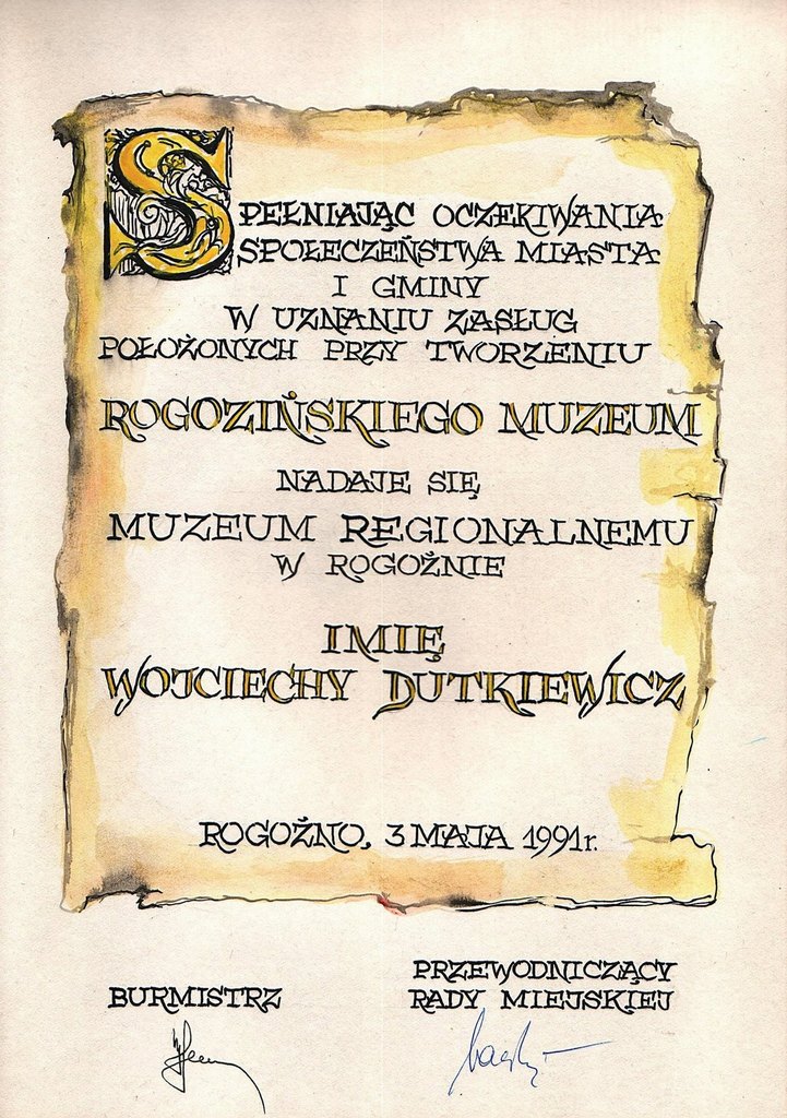 Muzeum Regionalne im. Wojciechy Dutkiewicz nadanie imienia